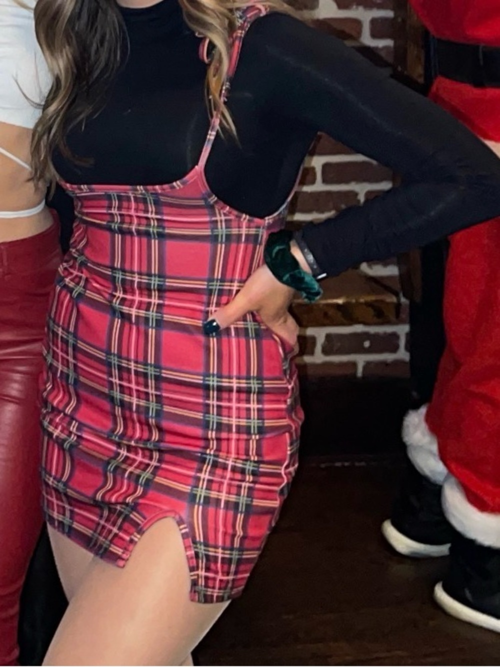 Plaid Tie-Shoulder Dress in Red Plaid Christmas - Picture 4 of 4
